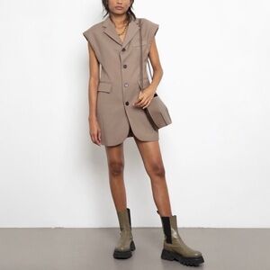 Frankie Shop - Sleeveless Blazer Dress - Tan / Taupe